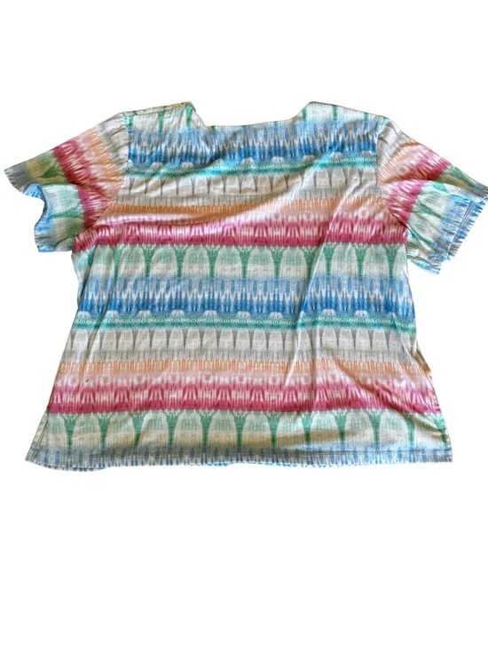 Alfred Dunner Colorful Ikat Boho Crochet Neck Resort Top XL - Picture 4 of 4